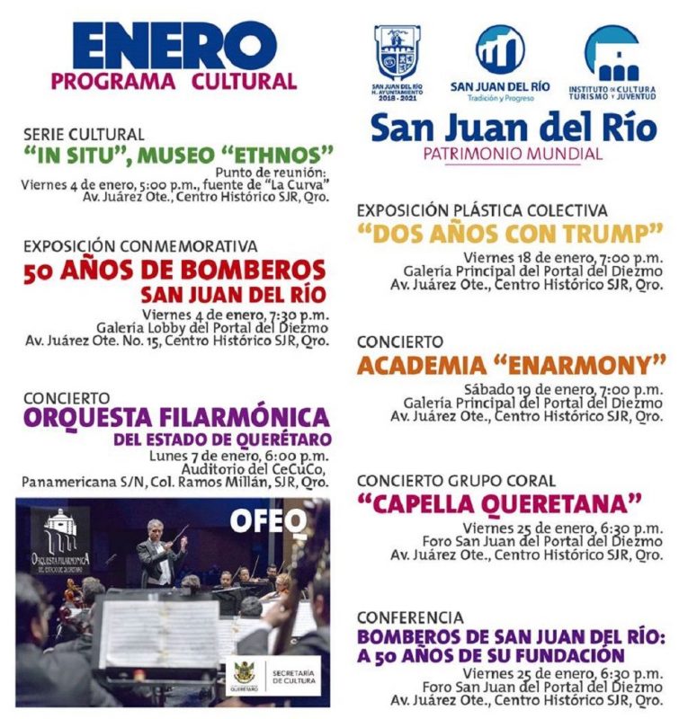 Presentan Programa Cultural Enero 2019 en San Juan del Río 2 Presentan Programa Cultural Enero 2019 en San Juan del Río 2