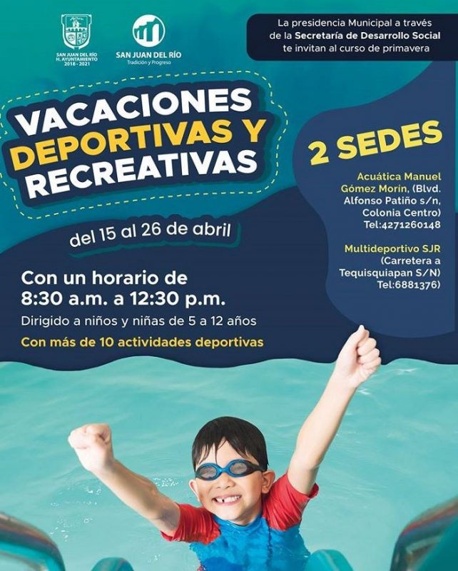 Ofrece gobierno de SJR curso de primavera "Vacaciones deportivas y Recreativas" 1 Ofrece gobierno de SJR curso de primavera "Vacaciones deportivas y Recreativas"