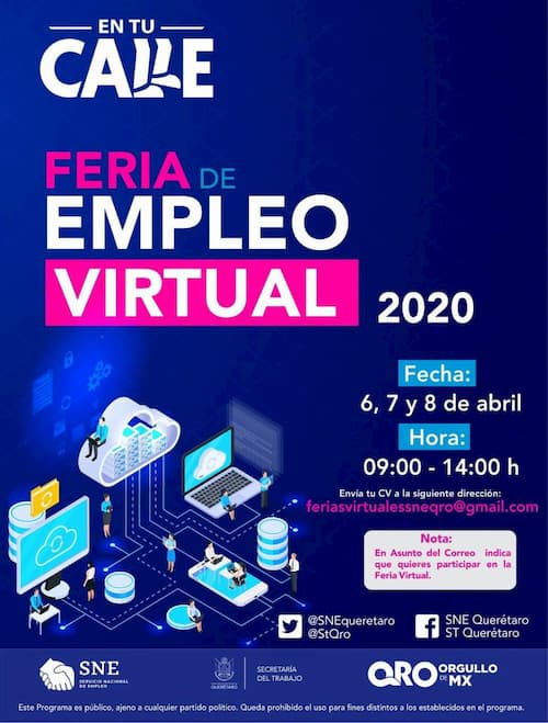 La Secretaría del Trabajo organiza Feria de Empleo Virtual en Querétaro La Secretaría del Trabajo organiza Feria de Empleo Virtual en Querétaro