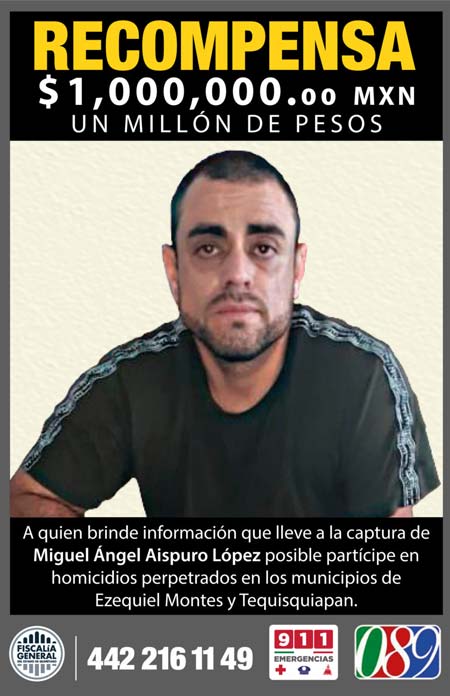 Ofrecen 1 millón por multihomicida de Querétaro Ofrecen 1 millón por multihomicida de Querétaro