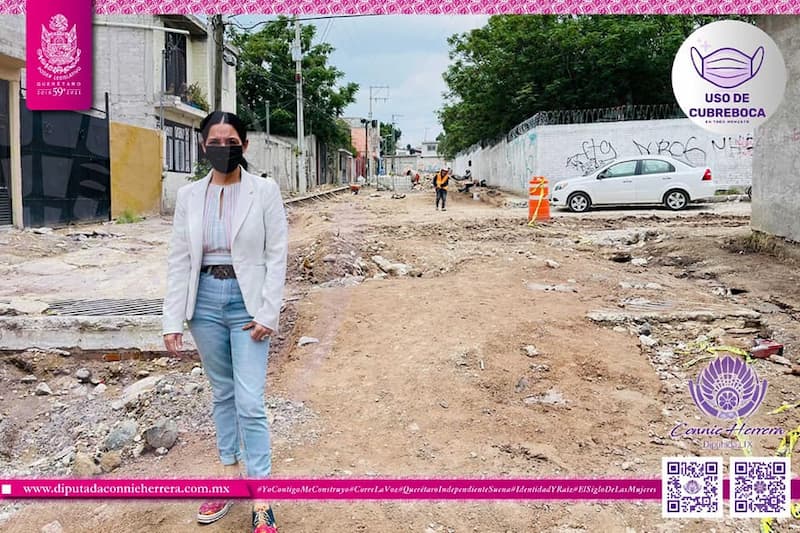 Connie Herrera supervisa obra escolar y vial en Distrito 2