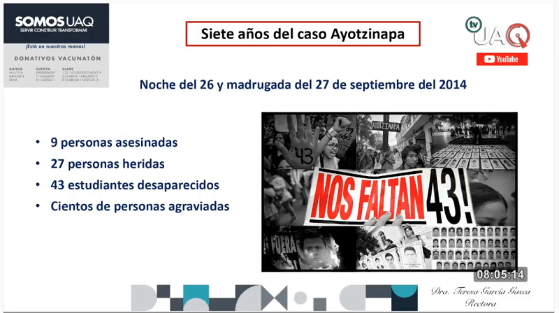 Caso Ayotzinapan y Matanza de Tlatelolco, hechos que se deben mantener vivos, Rectora UAQ
