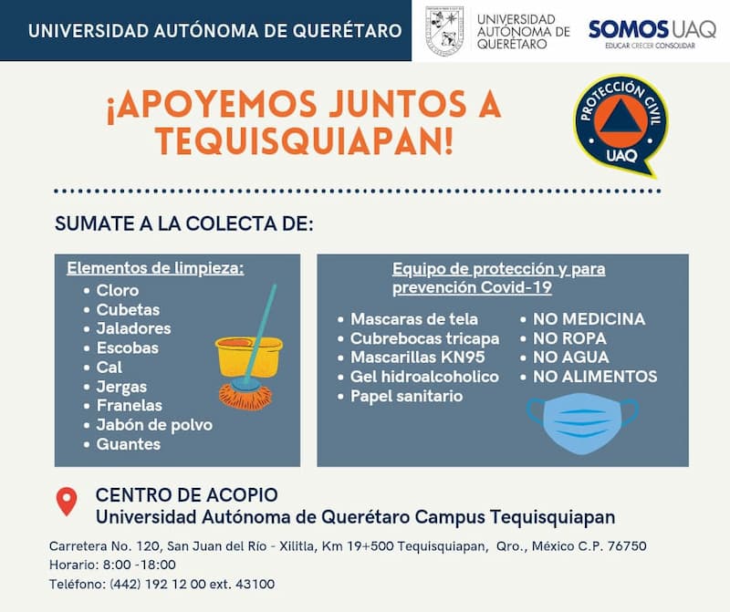 Facultad de Ingeniería y Protección Civil UAQ se unen para evaluar daños por lluvias en Tequis y SJR