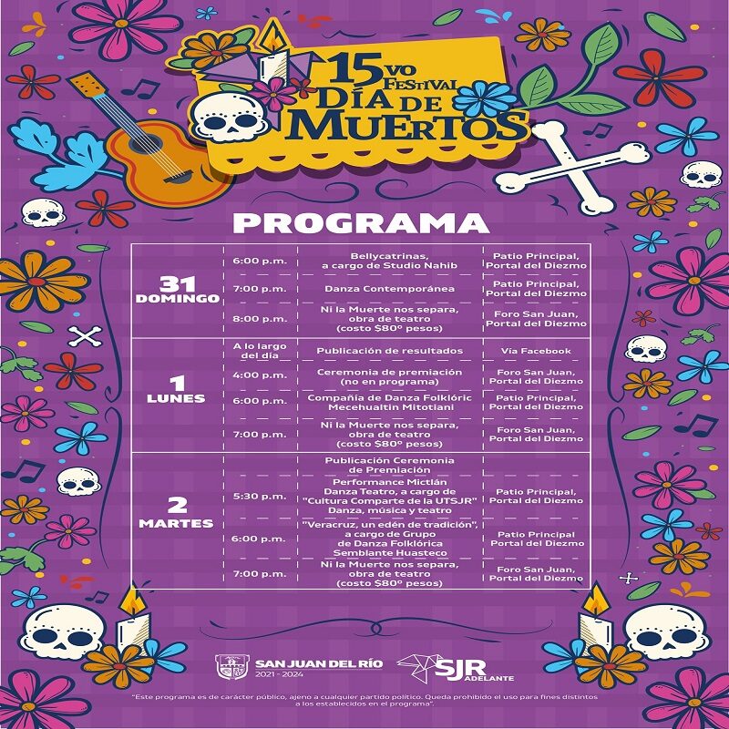 Presentan programa 15vo Festival del Día de Muertos en San Juan del Río