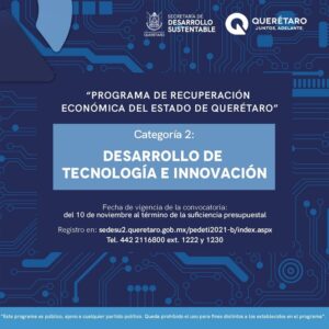 Se abre convocatoria de apoyo en Tecnología e Innovación para Recuperación Económica en Querétaro