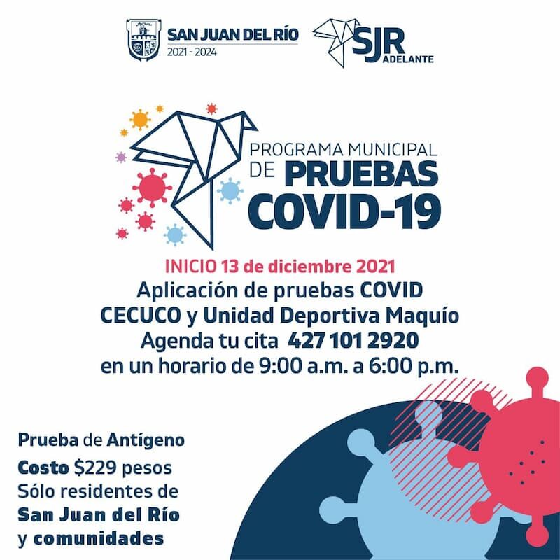 Municipio de San Juan del Río mantiene campaña de pruebas  COVID-19