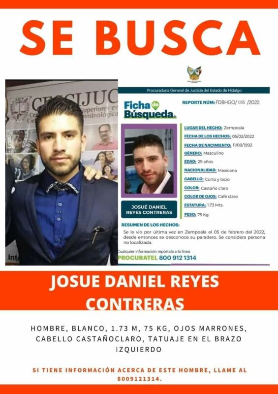 Daniel Reyes Contreras lleva desaparecido 6 días
