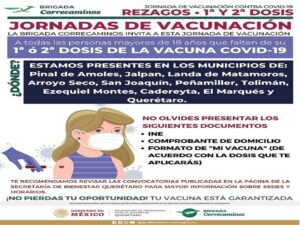 Intensifican jornada de vacunación contra COVID-19 en estado de Querétaro