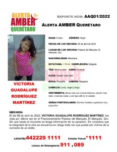 Sigue búsqueda de la niña Victoria de 6 años en Querétaro