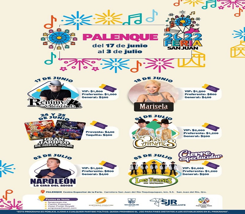 Presentan cartel del Teatro del Pueblo y Palenque de la Feria San Juan 2022