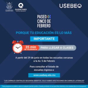 Anuncian flexibilidad en horario de entrada de escuelas públicas aledañas a obra de 5 de Febrero