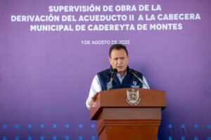 Mauricio Kuri supervisa avances de obra de la derivación del Acueducto II a Cadereyta