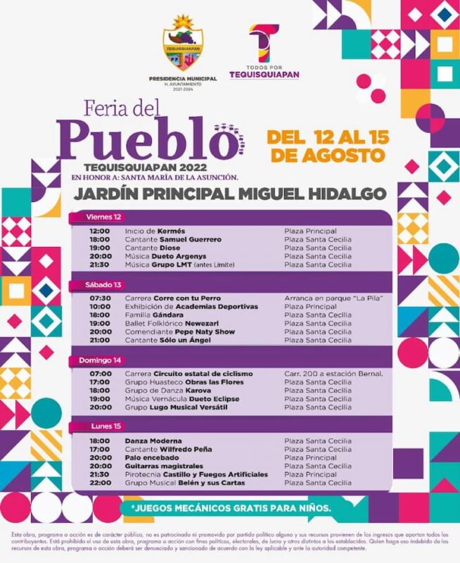Realizarán Feria del Pueblo 2022 en Tequisquiapan