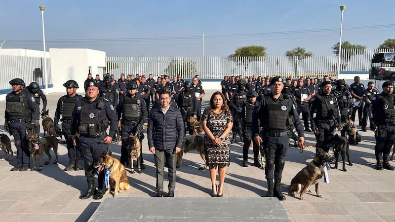 Elementos caninos de la Policía Municipal de Corregidora finalizan su labor de servicio