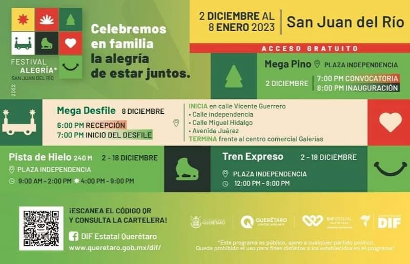 San Juan del Río festejará la navidad con el "Festival Alegría" por parte del DIF Estatal