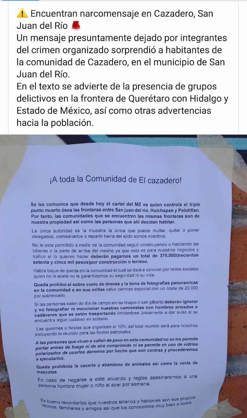 Secretario de Seguridad confirma que supuesto narcomensaje de Cazadero, SJR es falso