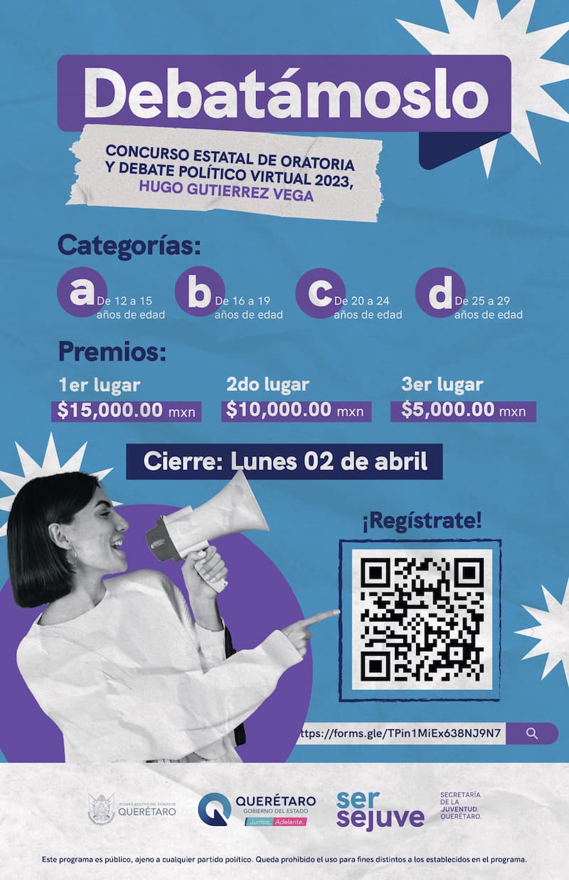 SEJUVE destinará 120 mil pesos a premios de concurso de oratoria y debate político para jóvenes