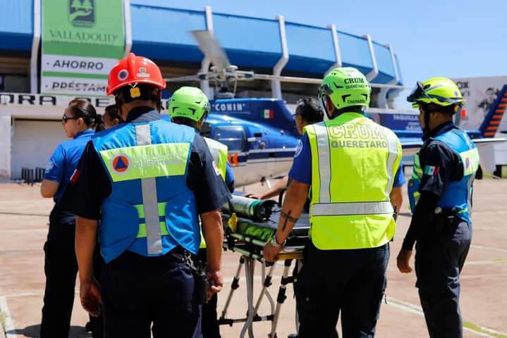 Trasladan bebé en helicóptero por urgencia médica a Querétaro