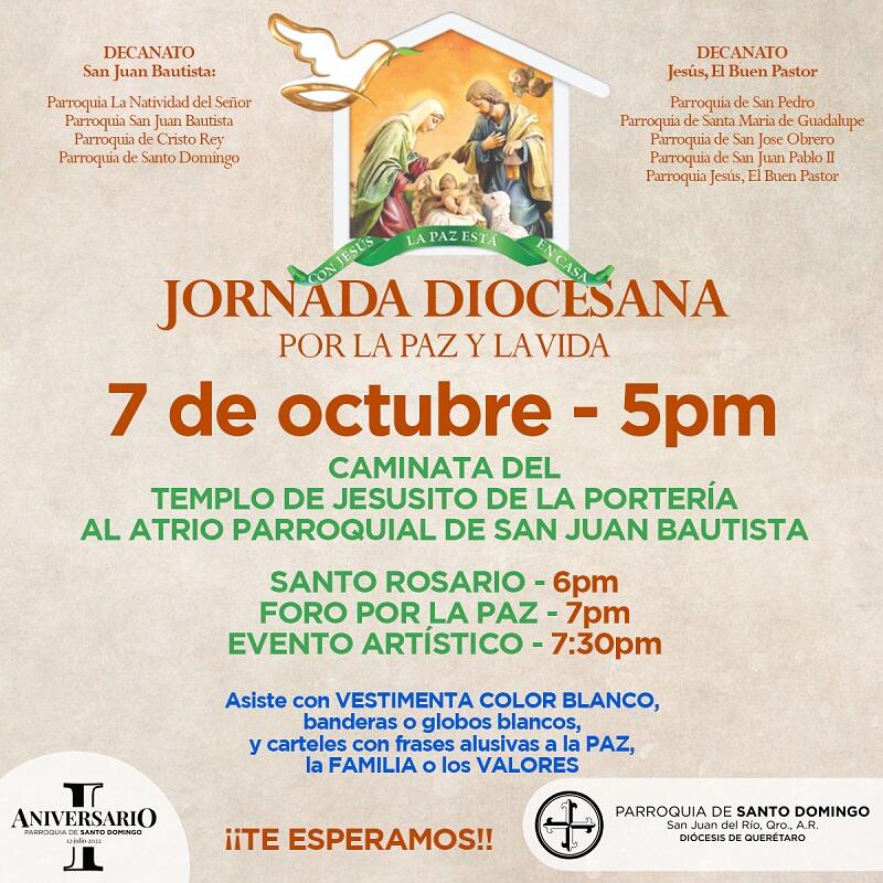Realizarán caminata por la paz en San Juan del Río, organizada por la Diócesis de Querétaro