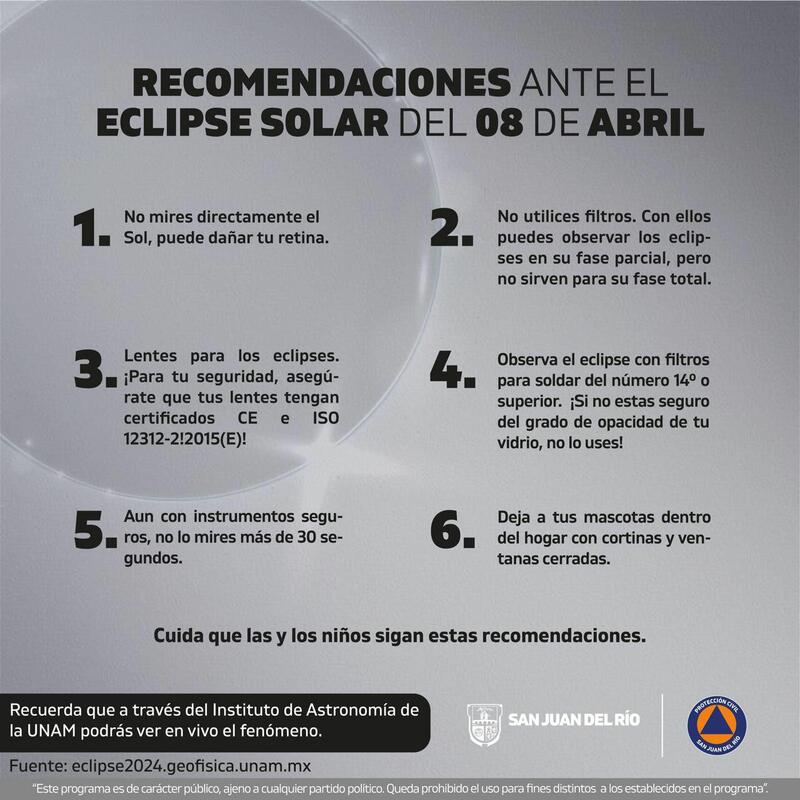 Recomendaciones de autoridades por eclipse solar en Querétaro