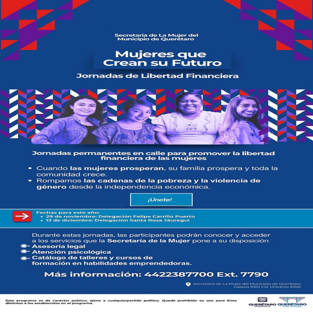 Impulsa libertad financiera y acciones contra la violencia hacia las mujeres en Querétaro