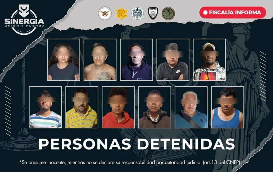 Fiscalía de Querétaro detiene a 11 personas y asegura 14 Armas en Operativos