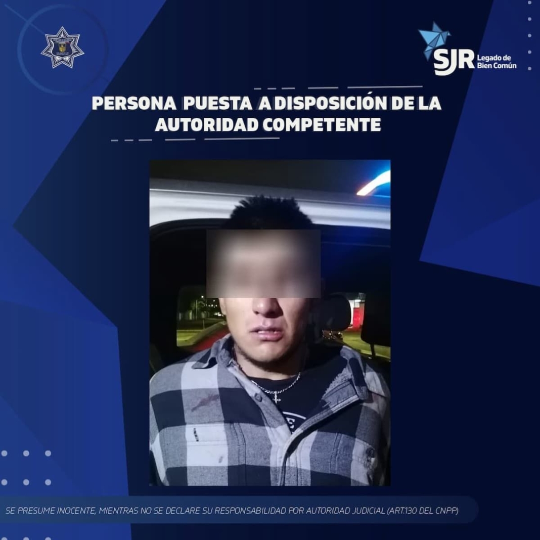 Elementos de la SSPM-SJR detienen a un hombre por portación de arma de fuego