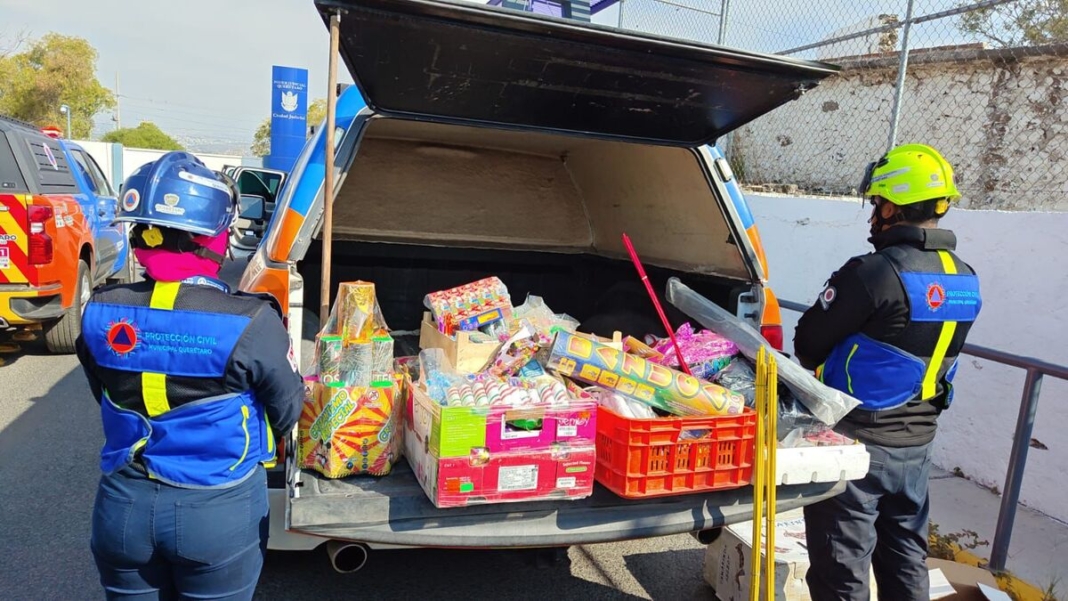 Protección Civil realiza operativo contra pirotecnia ilegal en el Mercado de Abastos de Querétaro