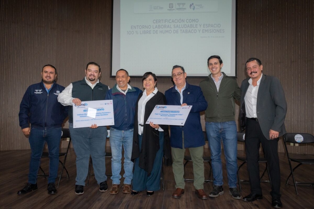 : Certifican 10 edificios municipales de Querétaro como espacios saludables y libres de humo