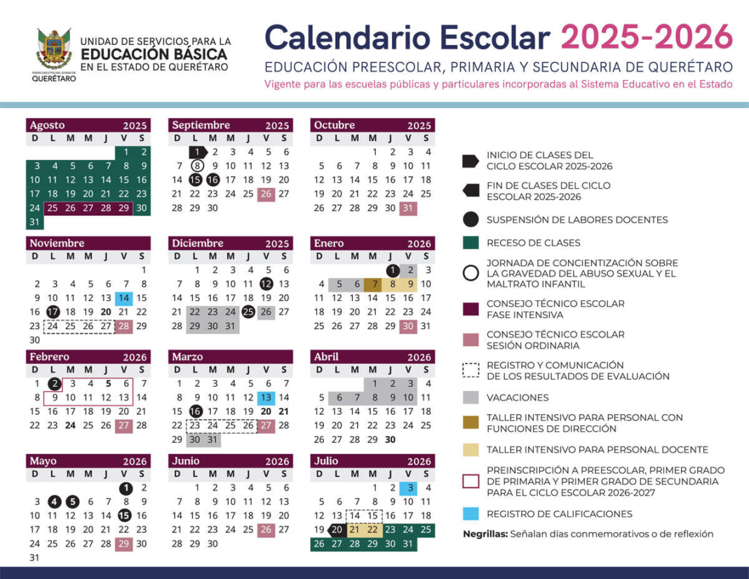 Estado de Querétaro mantendrá sin cambios el calendario escolar 2025-2026