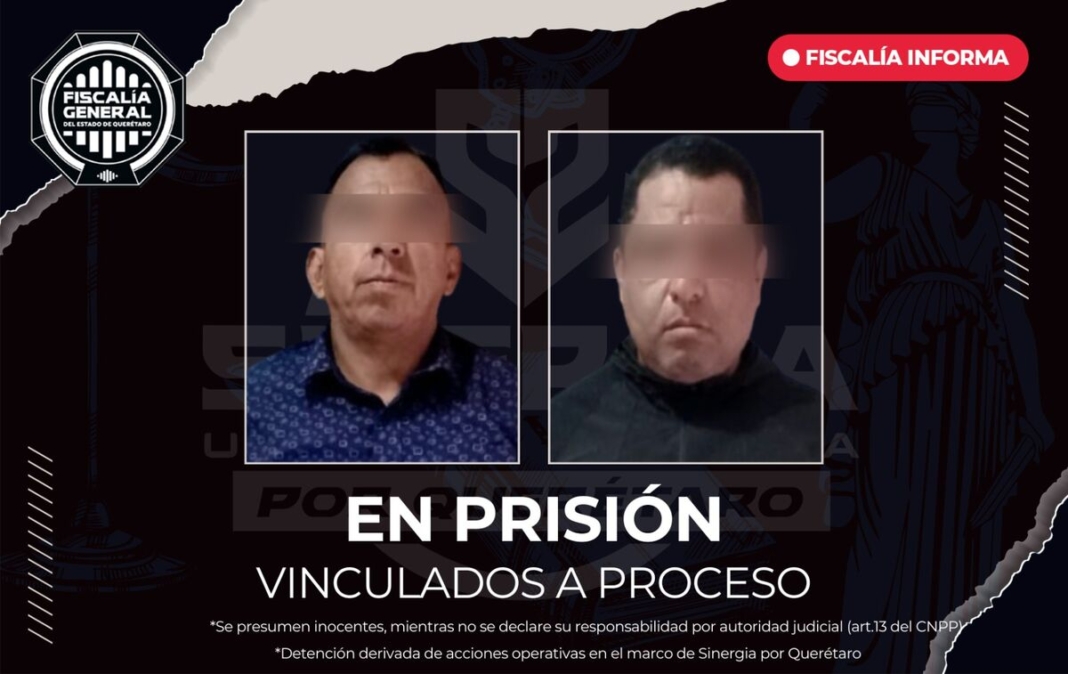 Dos hombres en prisión por robo de vehículo con violencia en San Juan del Río