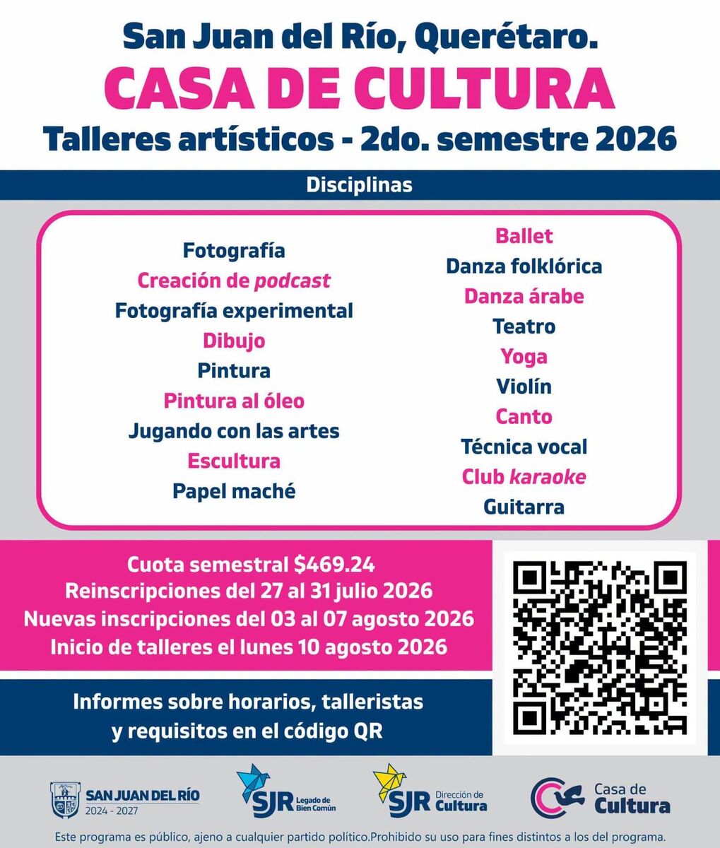 Invita municipio de San Juan del Río a talleres en Casa de Cultura y Ciudad Vive Oriente 1 Invita municipio de San Juan del Río a talleres en Casa de Cultura y Ciudad Vive Oriente 1