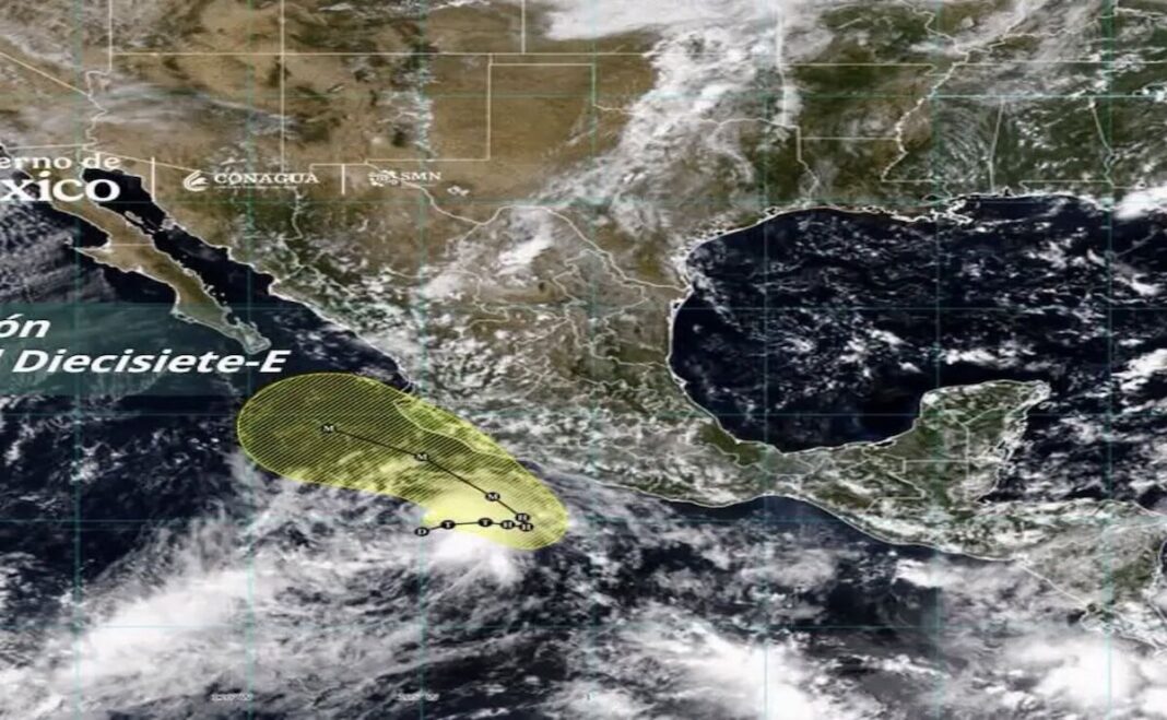 Depresión tropical Diecisiete-E se forma frente a Michoacán; podría evolucionar a huracán categoría 3