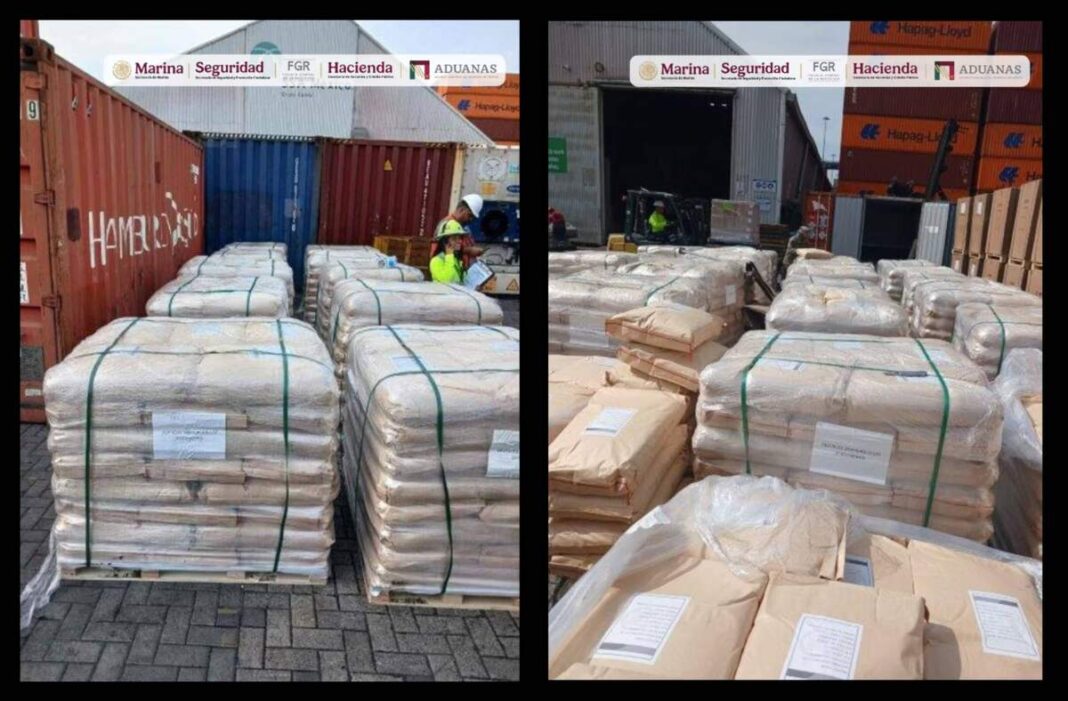 Aseguran 54 mil 432 kilos de dextrosa anhidra en la aduana de Manzanillo
