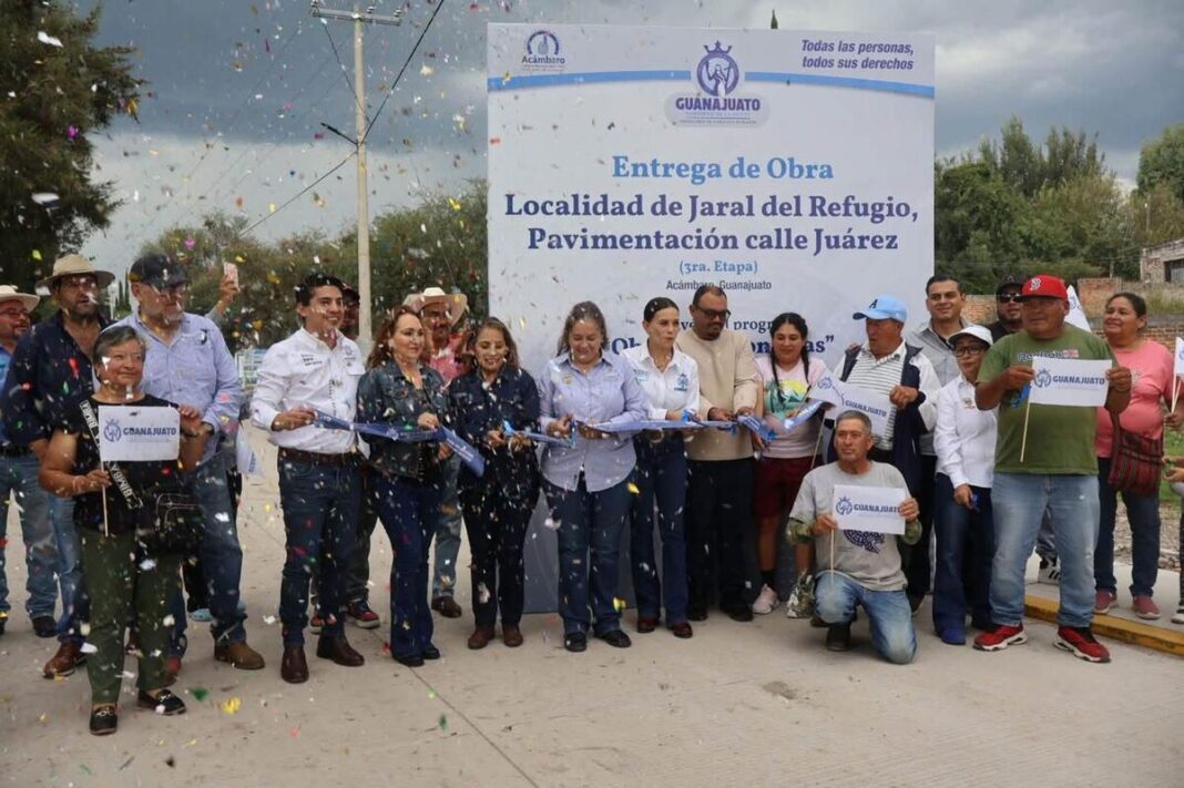 Entregan tercera etapa de pavimentación en Jaral del Refugio, Acámbaro