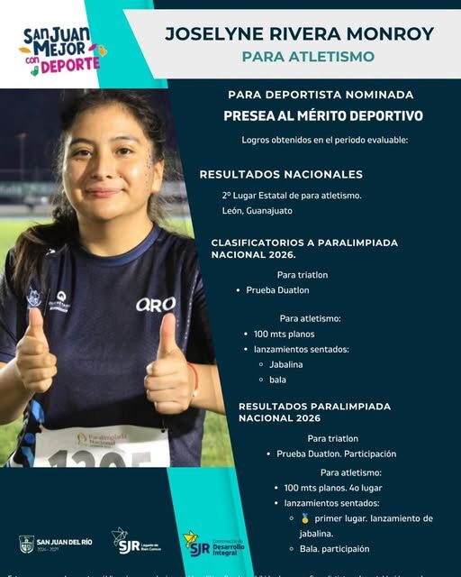 Nominan a Joselyne Rivera Monroy a la Medalla al Mérito Deportivo 2026