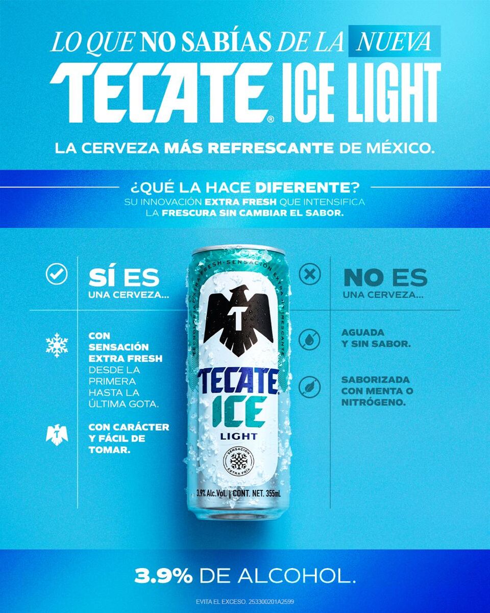 Tecate presenta Tecate ICE Light con tecnología Extra Fresh