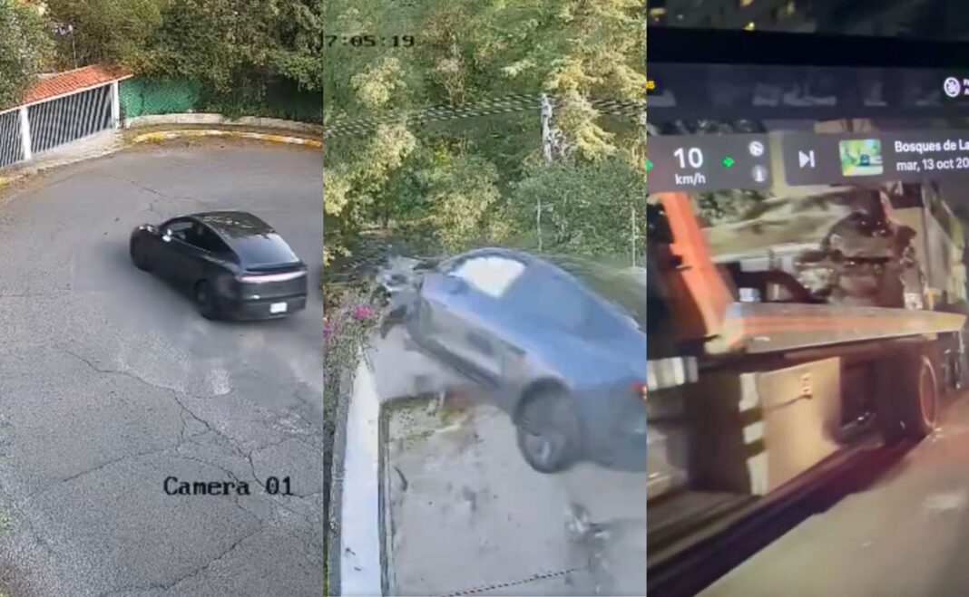 Tesla Model Y derriba un portón, cruza una casa y cae en otra vivienda en Cuajimalpa